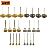 24Pcs Brass Brush Steel Wire Wheels Brushes Drill Rotary Tools Polishing for Dremel Rotary Tools Metal Rust Removal Brush Set 1