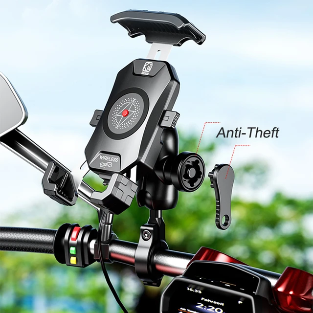 Motorcycle Phone Holder With Qi 15w Wireless Charger & Usb C 20w Fast  Charging Waterproof Mirror Handlebar Bike Cellphone Mount - Holders &  Stands - AliExpress