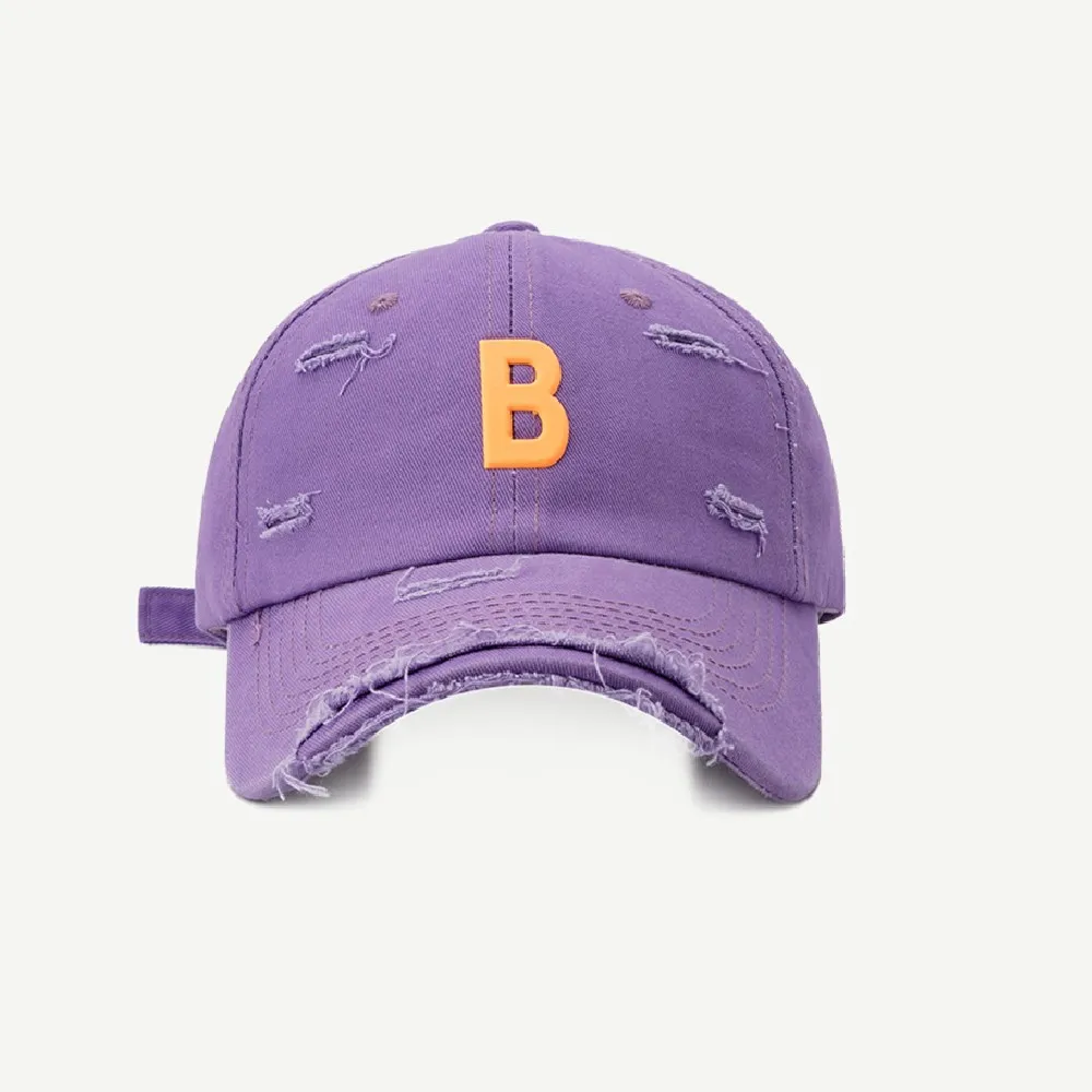 

EAGLEBORN B Letter Baseball Cap Women Hipster Hat Shabby Baseball Cap Hole Women Hat 100% Cotton Brand Baseball Cap High Quality