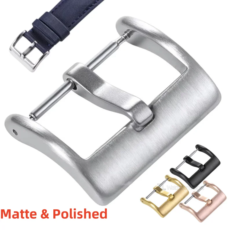 Elegant Metal Buckle for Watch Bands - Polished & Matte Finish in Silver & Black
