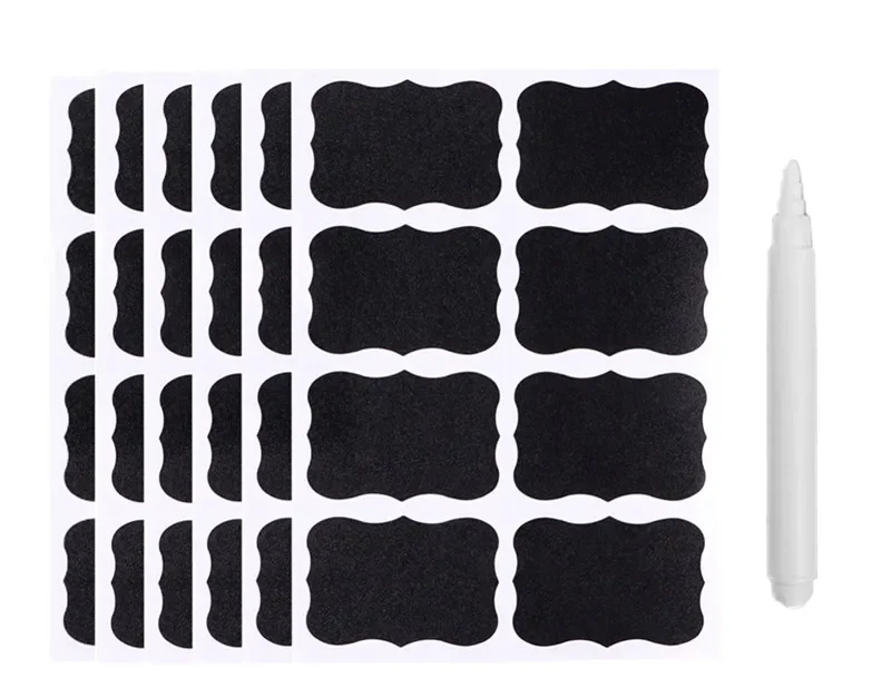 Description Picture 6 of item48/96pcs Blackboard Stickers White Pens Marker Waterproof Chalkboard Kitchen Spice Label Sticker Home Jars Bottles Tags Labels