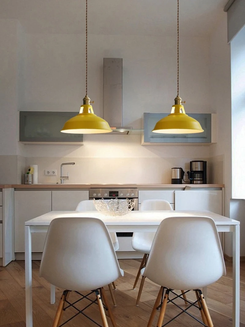 Colorful Pendant Light Retro Industrial Restaurant Kitchen Home Ceiling Lamp Vintage Hanging Light Lampshade Decorative Lamp LED