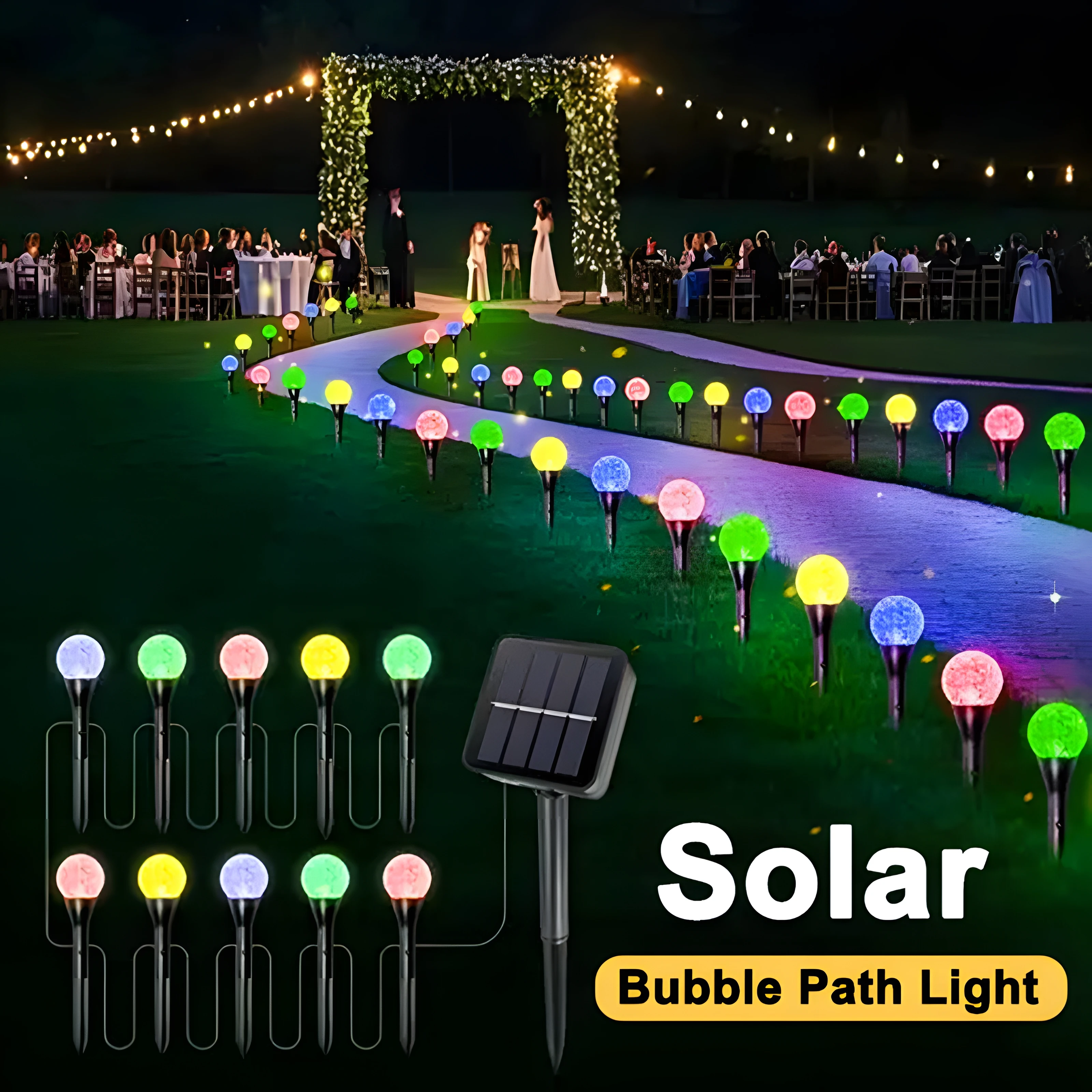 30 LED Solar Bubble Ball Lawn Lights Waterproof Solar Pathway String Light for Outdoor Garden Patios Trail Lighting Decoration solar pathway lights,solar landscape lights,solar lights,garden lights