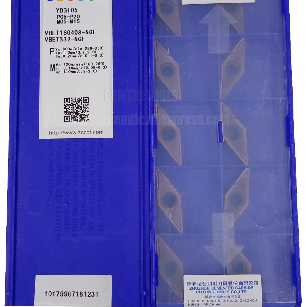 

ZCC Turning Inserts CNC VBET160408-NGF YBG105 For Lathe Machine ExtErnal Tool