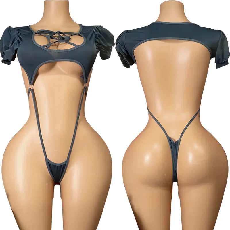 Seductive Deep V Lace Bodysuit with Open Bra Design