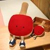 Kawaii Soft Red Table Tennis Bat with Legs Sport Plush Accessory Funny Home Office Decoration Gift 1