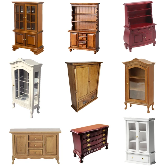 1PC Multi Style Miniature Closet TV Book Cake Bedside Table Cabinet Shelf Legs Cupboard Model Dollhouse Furniture Decor DIY Toys 1