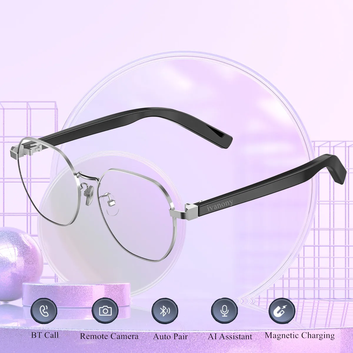 Bluetooth Smart Glasses Translation Language Voice Call AI Assistant Remote Music Photo Taking Smartglasses for Studying Gaming