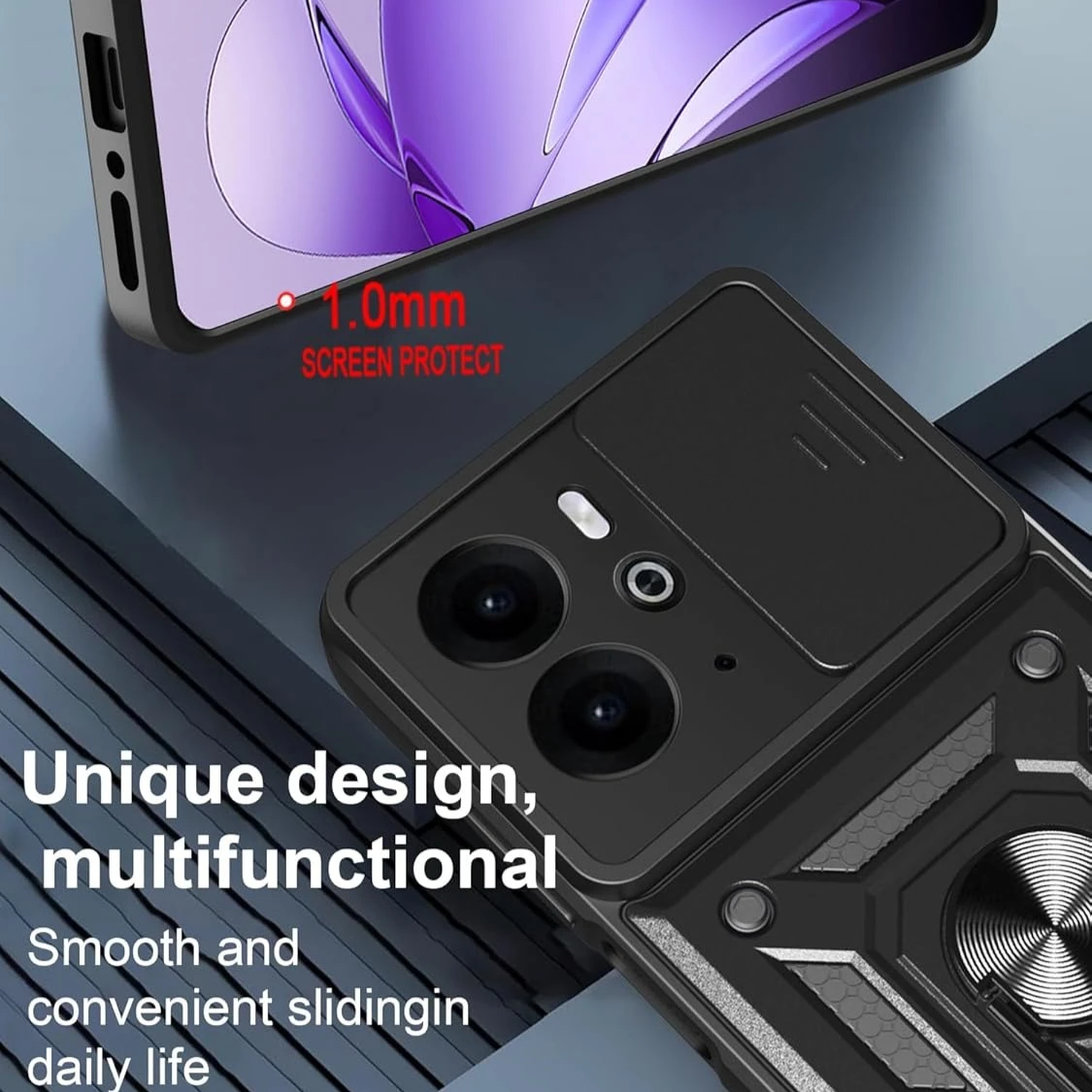 Enhanced Armor Case with Lens Protection and Magnetic Ring Holder - Durable and Stylish Cover