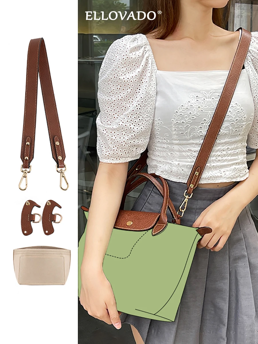 

Ellovado Bag Strap Transformation Accessories for Longchamp Mini Bag Straps Punch-free Genuine Leather Shoulder Strap Conversion
