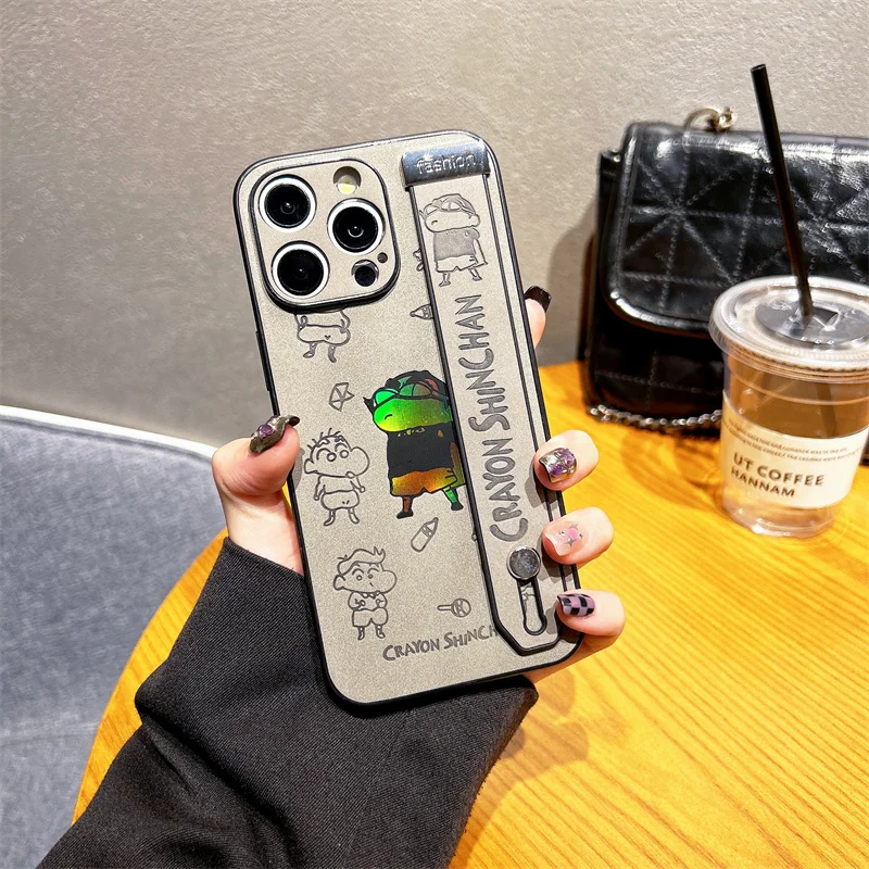 Japan anime Cute Crayon Shin-chan Wrist strap Bracket Phone case