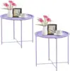 Outdoor Side Table, Small Patio Table Metal Side Table, Round Folding Side Table, for Outdoor and Living Room 2