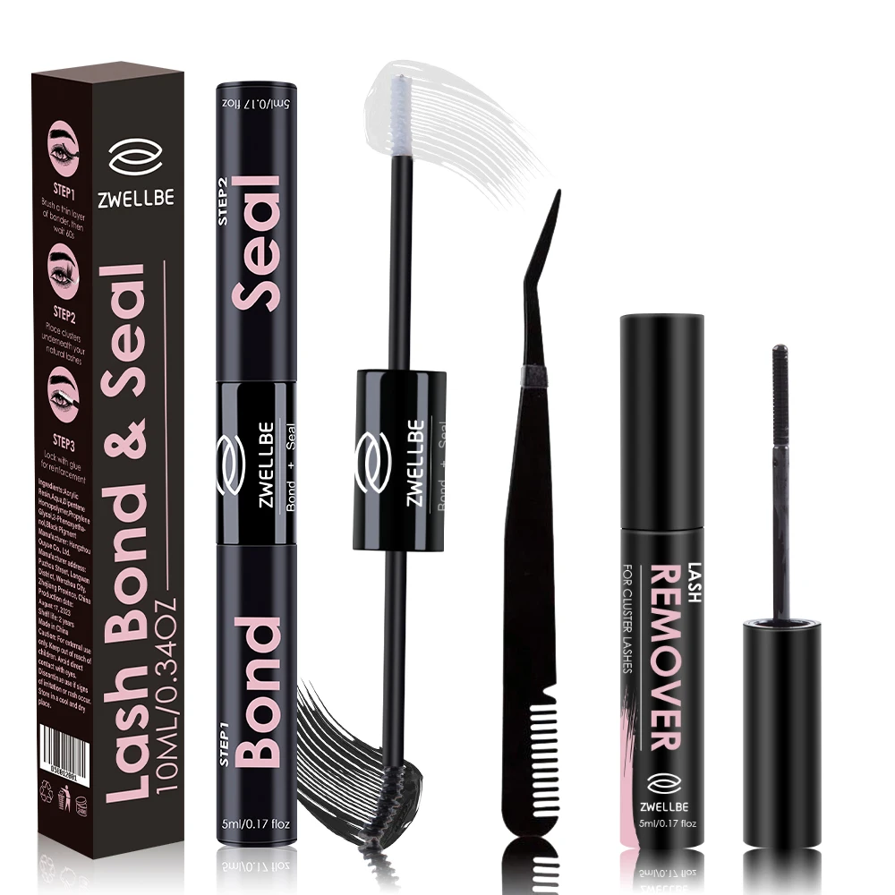 Lash Glue Lash Extension Kit Lash Bond and Seal 10ml Individual Lashes Glue Seal Super Strong Hold Remover 5ml Tweezers