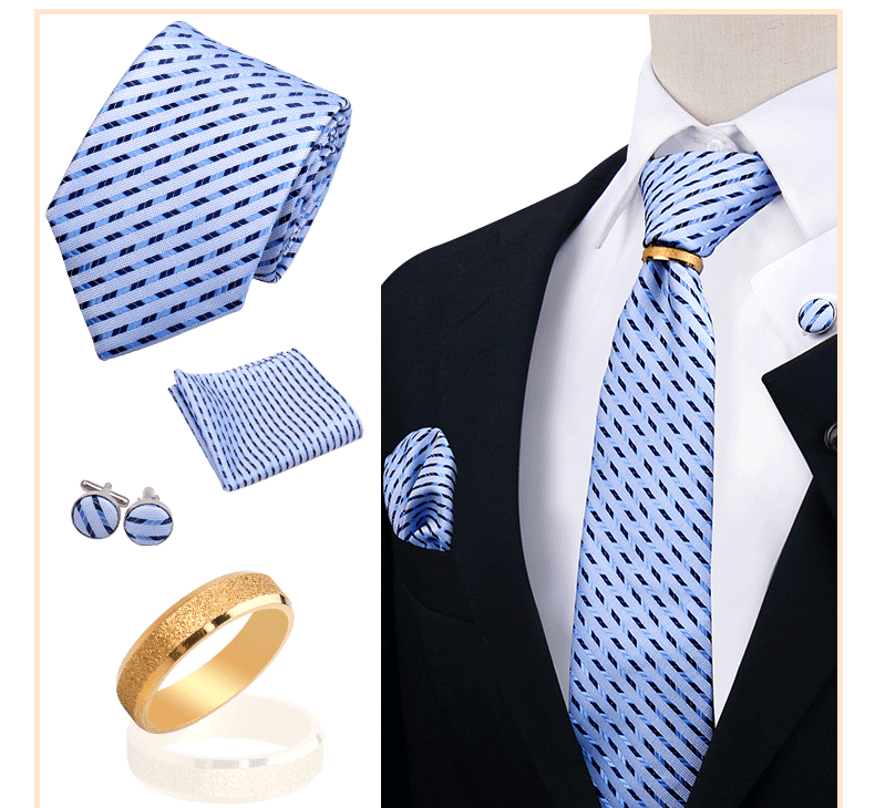 Männer Krawatten mit Ring Brosche Pin Set Marke Designer Paisley Plaid Krawatte Taschentuch Manschettenknöpfe Hochzeit Party Geschenk Männer Zubehör – Detail 39
