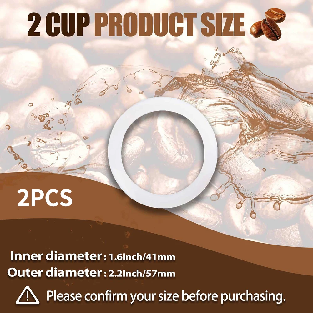Description Picture 5 of item2pcs White Silicone Washers Espresso Pot Maker Cups Sealing Ring Silicone Coffee Special Sealing Rings For Moka Pot 2/4/6/9 Cup