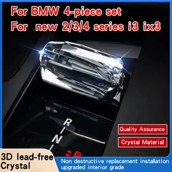 New Style 4pices-set Crystal Gear Shift Knob For BMW G20 G12 i3 i01 i7 G70 ix3 G08 X5 G05 X6 G06 X7 G07 Paddle Shifter Crystal