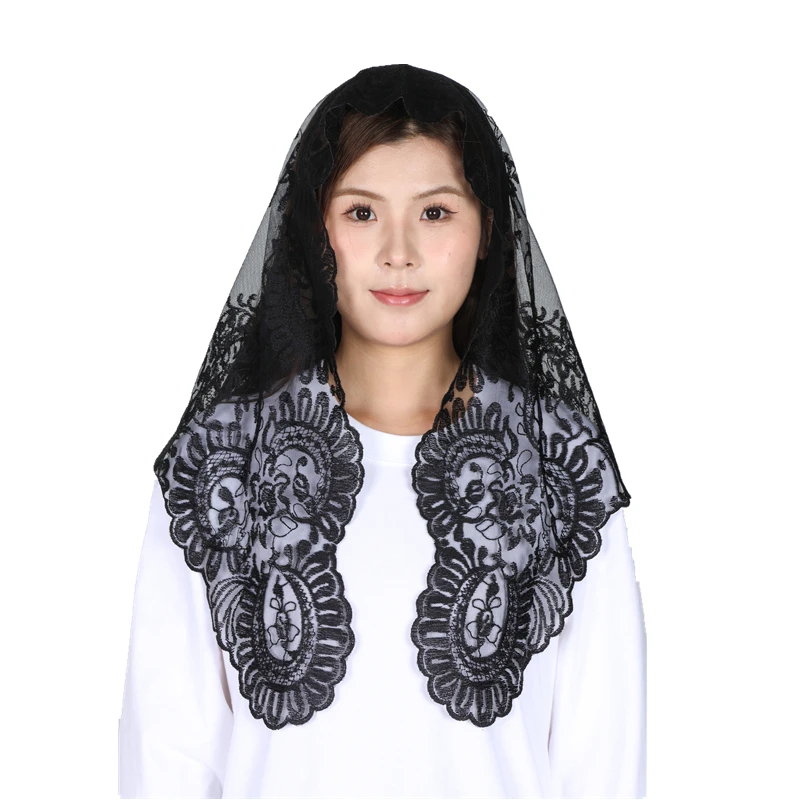 Multi Colors Spanish Lace Mantilla Catholic Church Triangle Lace Veil Women Head Covering