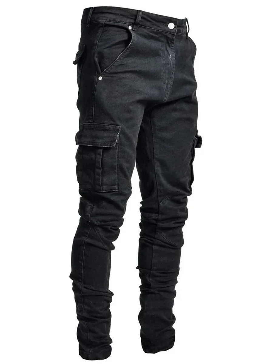 New Summer Men's Denim Pants Old Blue Washed Male Jeans Straight Casual Menwear Loose Wide Leg Trousers Street Elastic Jeans 3