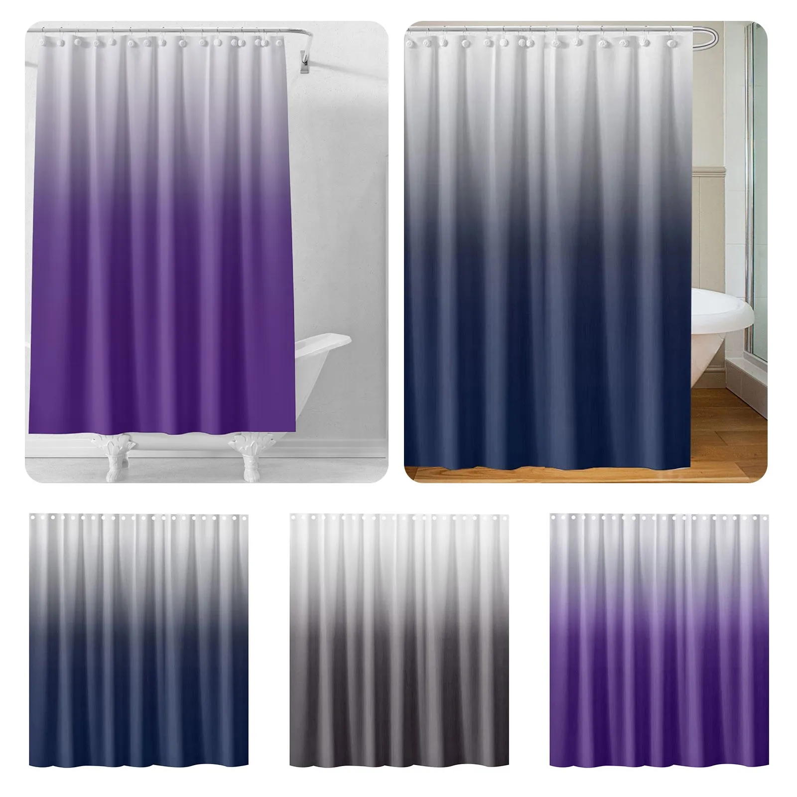 Bathroom Shower Curtain Set Modern Shower Curtain Gradient Textured Curtains For Bathroom Fabric Clear