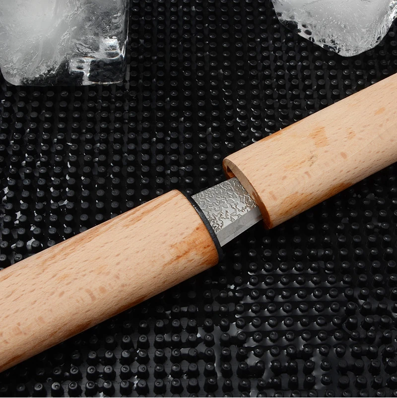 Aixiangru Tapered Ice Pick Ice Hockey Knife Manual Fine Work Handmade Professional Wooden Handle Stainless Steel Bar Tools