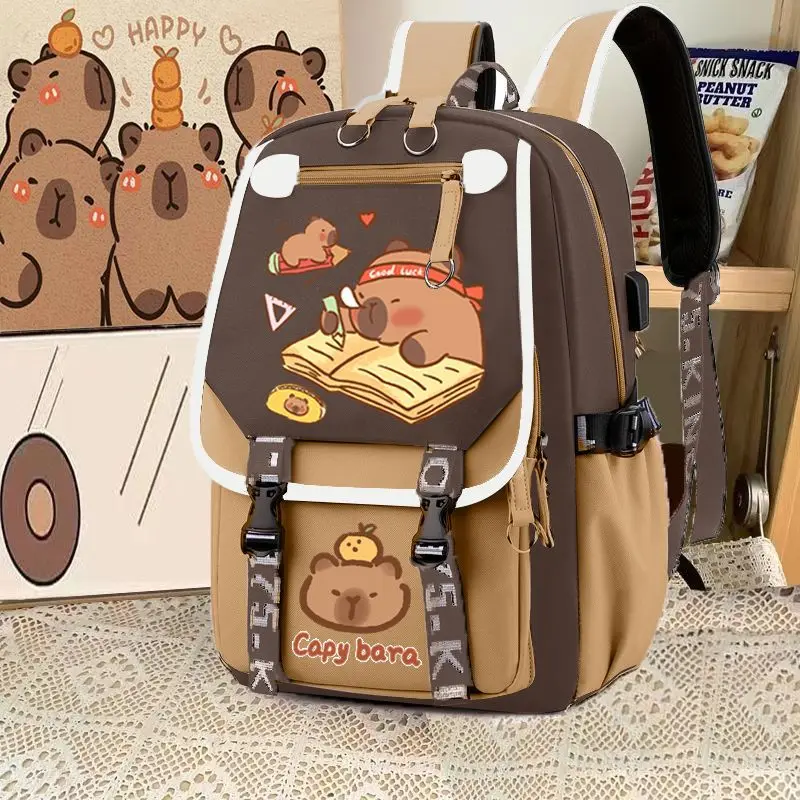 Capybara Computer Backpack College School Casual Daypack Teens Bag Large Capacity Adjustable Strap Schoolbag 2