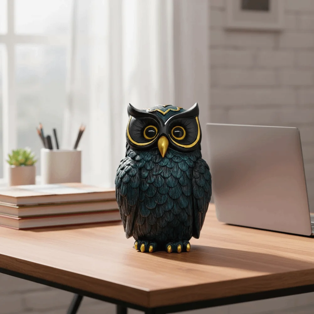 Europe Style Cute Owl Statue Decorative Resin Crafts Animal Statue Vintage Owl Figurine Office Table