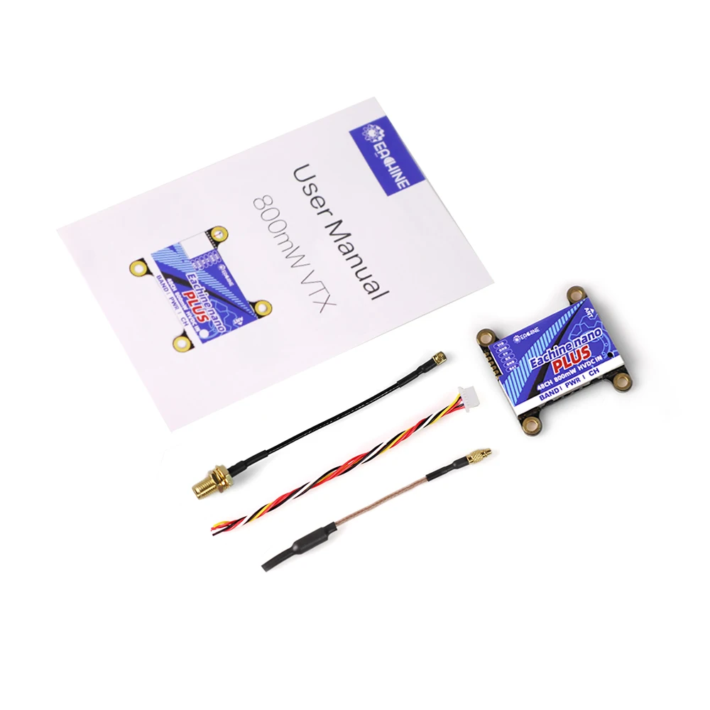 Eachine Nano Plus FPV VTX Video Transmitter - 5.8GHz 48CH 800mW Transmitter for RC Racing Drone Plane FPV Drone DIY Kit Accessories Support Microphone 6-36V FPV Goggle 13
