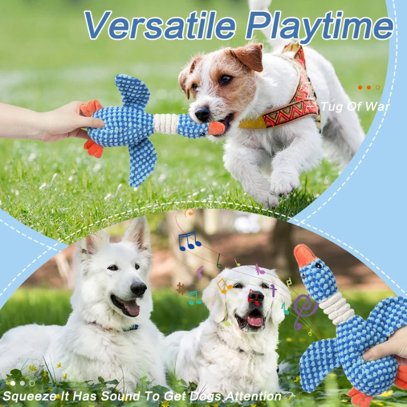 Plush Goose Dog Toy - Chew  Squeak Toy for Small to Large Dogs and Cats