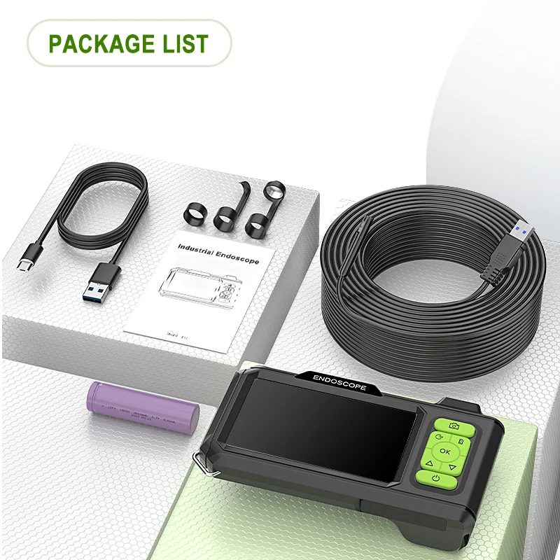 4.3 Inch IPS Screen Industrial Endoscope Camera HD1080P Car Inspection Borescope Waterproof Rigid Autofocus Camera 1920P 2600mAh 6