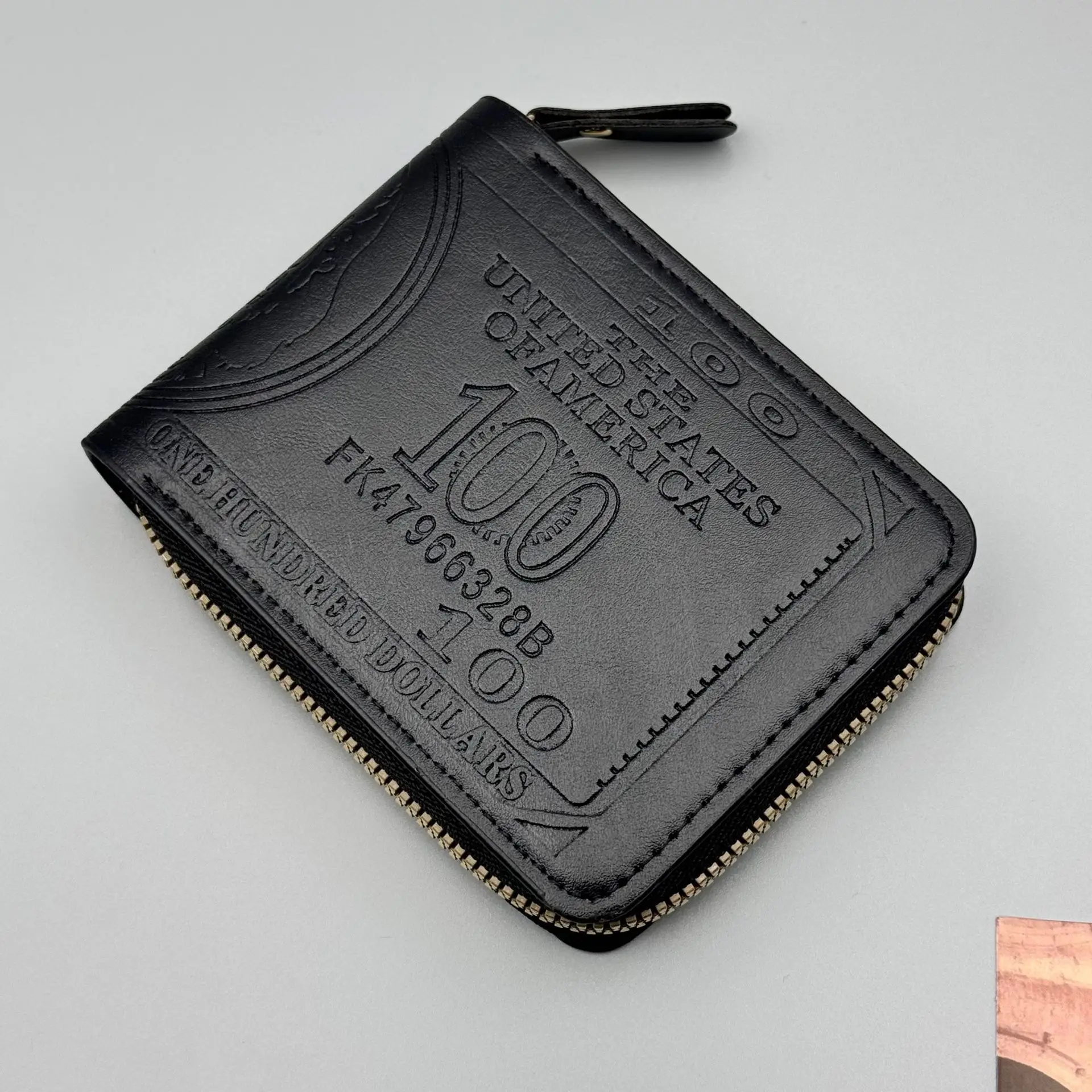Men's Retro printing  Wallet, Ultralight Slim Zip Coin Wallet, Short Zipper Compact Cash Organizer RFID