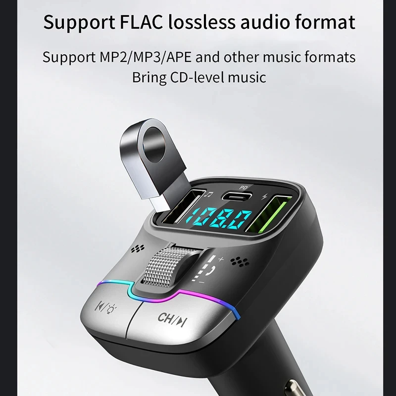 Bluetooth 5.4 Hands-Free Xiaomi FM Transmitter with Fast Charging Adapter