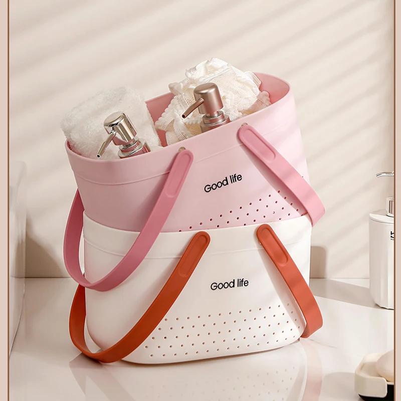 Shower Caddy Basket Wash Basket Bath Basket Bathroom Portable Student Bath Plastic Basket Bathroom Shower Shampoo Storage