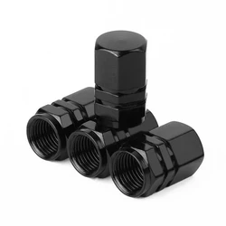 Set of 4 Premium Aluminum Tire Valve Caps - Dustproof & Waterproof Wheel Accessories (Black 4pcs)