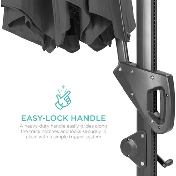 10ft Solar LED Cantilever Patio Umbrella, 360-Degree Rotation Hanging Offset Market Outdoor Sun Shade for Backyard, Deck 4