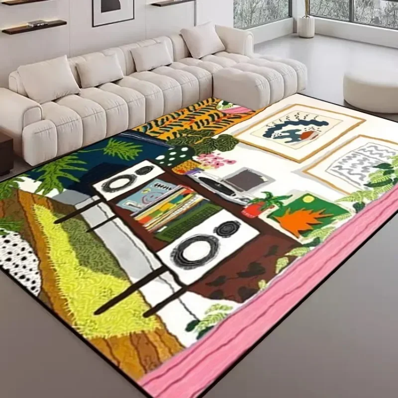 Creative Abstract Living Room Carpet Foldable Machine Washable Coffee Tables Bedroom Plush Mat Art Graffiti Rug Ковер Tapis 러그 2