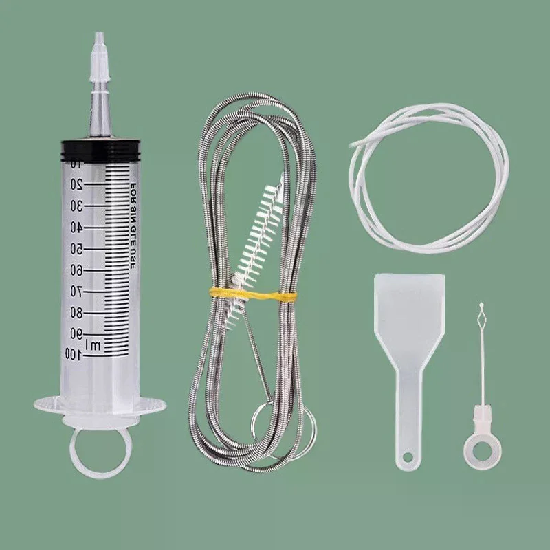 5Pcs/set Clean Brush Anti Clogging Kit Refrigerator Drain Wash Brush Suction Syringe Hose Fridge Drain Hole Cleaner Stick 6