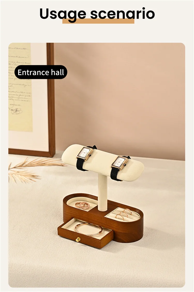 WoodTen Solid Wood Watches Display Stands Base Watch Necklace Bracelet Organizer Rack Bangle Scrunchie Headband Showcase Stands
