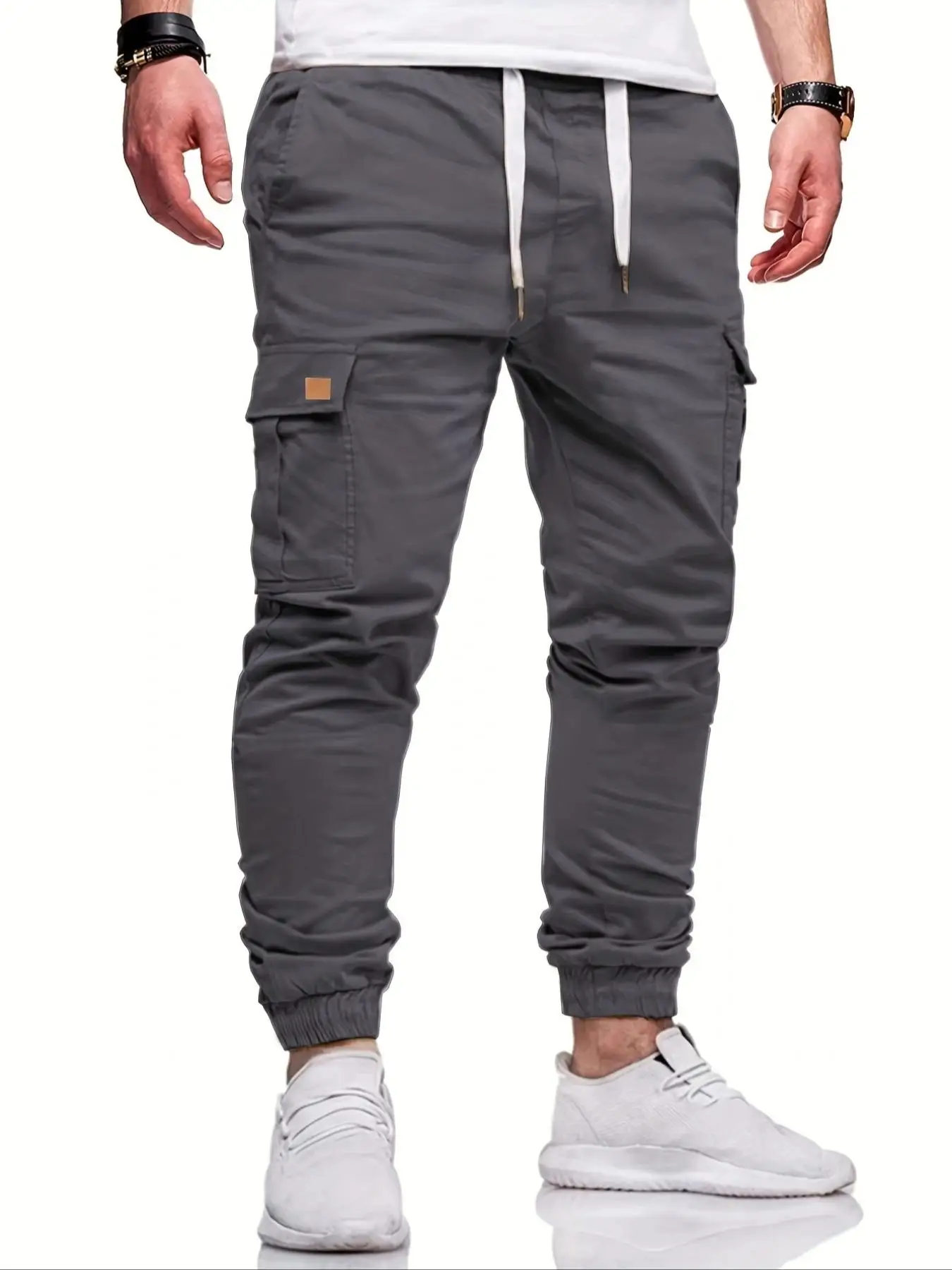 Herren Casual Jogginghose mit Kordelzug Cargo Wanderhose Outdoor Twill Trainingshose – Detail 16