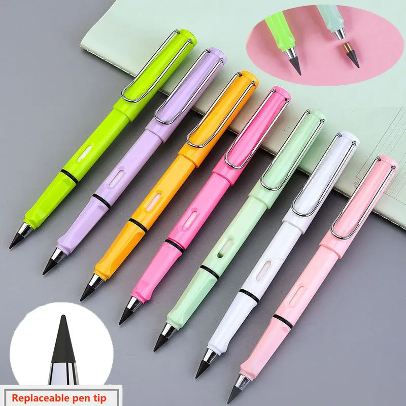 Infinity Pencil Inkless Pencils Pens Eternal Portable Reusable Erasable Pen  With Eraser Art Writing School Supplies