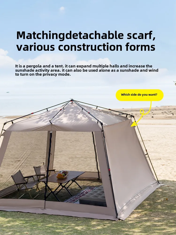 Silver Coated Camping Tent Outdoor Canopy Quick Open Aluminum Pole Beach Fishing Mosquito Net Sunshade Shelter Portable Trave...