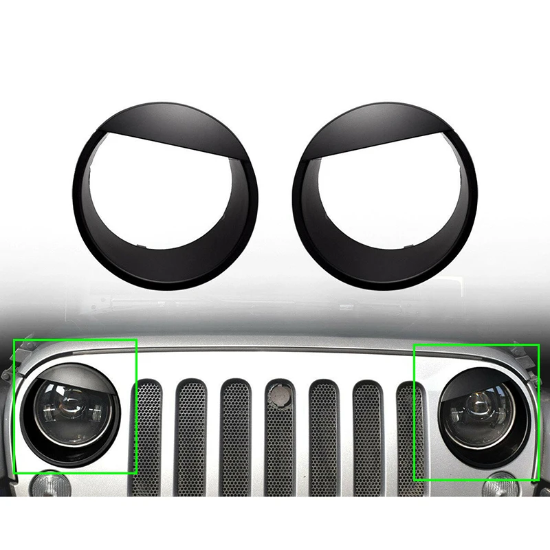 For Jeep Wrangler JK 2007 2008 2009 2010 2011-Car Front Lamp Headlight Cover Trim Black Parts Auto Light Accessories 1Pair headlight lamp cover