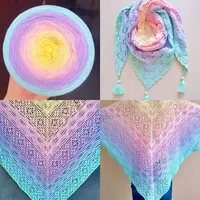 300g Cake Gradient Color Crocheted Shawl Blanket DIY Hand Knitted Cotton Blended Yarn 1