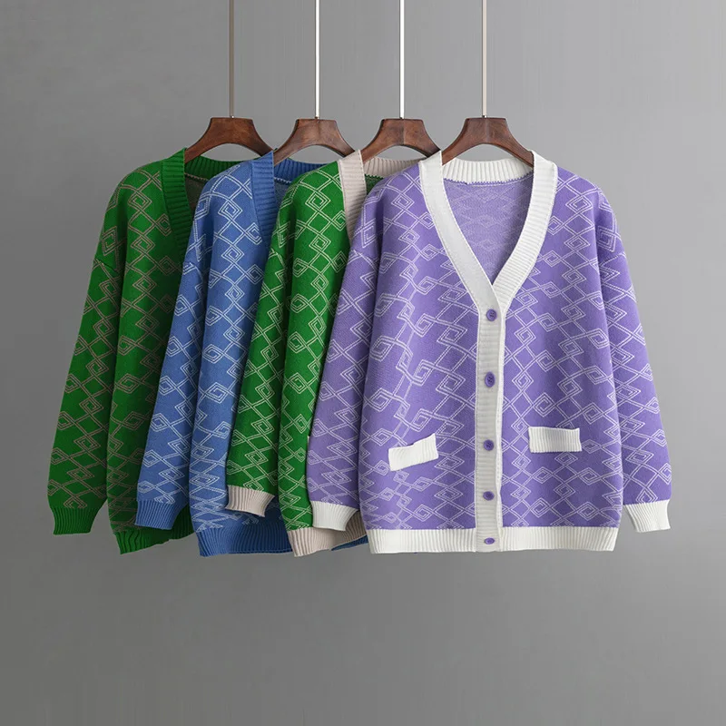 

Knitted Cardigan Women V Neck Sweater Autumn Winter Tops Buttons Coats Female Clothes 2023 Fashion Loose Casual Cardigan Jumpers