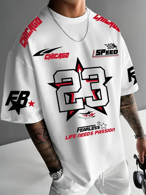 Summer 2025 new 3D letter print casual graphic T-shirt with short sleeves for sportswear and casual daily wear 2