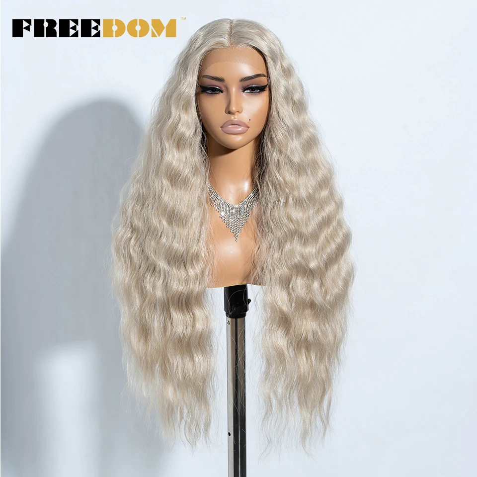 EDOM-Perruque Lace Front Synthétique Bouclée pour Femme, 30 Pouces, Cheveux Doux Ondulés, Ombre Blonde, Highlight Vidéo, Cosplay, Degré de Chaleur