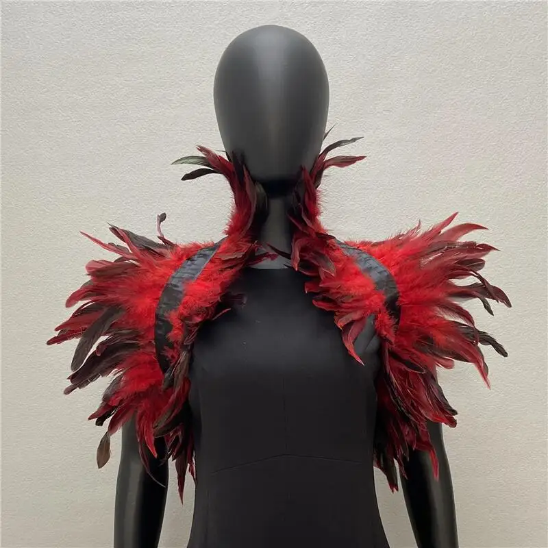 Fake Collar Detachable Collar Shawl New Luxury Feather Shawl Women Solid Color Scarf Women Punk Gothic Feather Shawl Shoulder Fake Collar Halloween Cosplay Costume