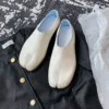 2023 Designer Silver Tabi ninja flats women bursting pattern leather split toe moccasins shoes female pig trotters loafers 4