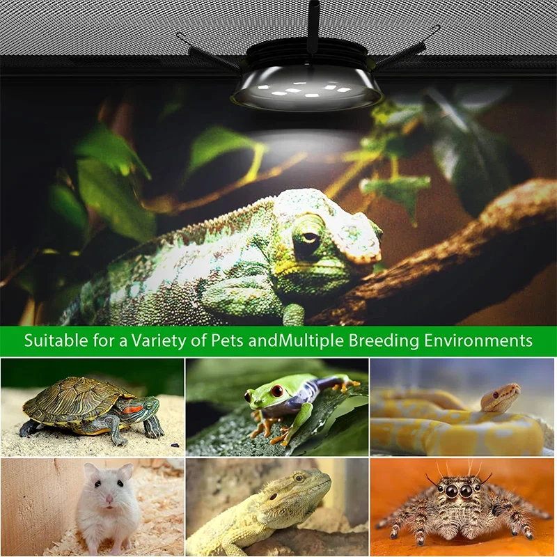 Turtles Reptiles Calcium Supplement Lamps Reptile LED/UVB Dual Mode Heat Lamp Lizard Amphibians Breeding Box Lighting Fixtures