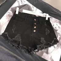 High Waist Tassel Broken Denim Shorts Women Summer Korean Version Raw Edge Wide Leg Loose Plus Size Jean Shorts Female - Image 4