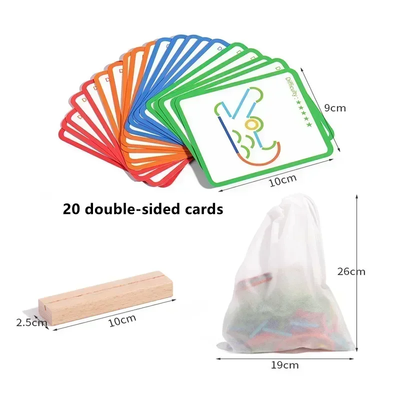 Kids Good Quality Wooden Childhood Educational toy Creative Sticks And Rings Puzzle Intelligence Game Montessori Early Toys Gift 5